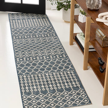 Zana Modern Geometric Moroccan Reversible Machine-Washable Indoor/Outdoor Area Rug